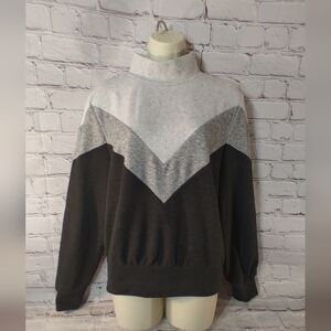 Evereve Marion Color Block Chevron Mock Sweatshirt M